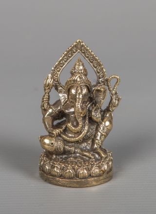 Thailand Brass Seated Ganesha Statue - Remover Of Obstacles - 6.  5cm (2.  5 ")