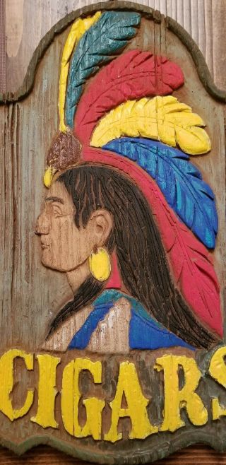 Vintage Indian Chief Cigar Store Sign Man Cave 2