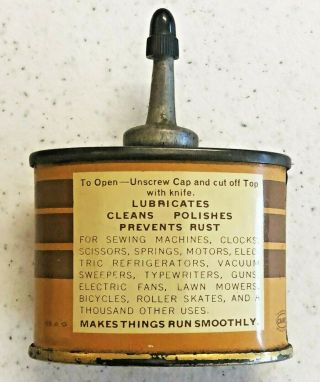 VINTAGE c1940s MONTGOMERY WARD SEWING MACHINE 1 oz OIL CAN | LEAD SPOUT 2