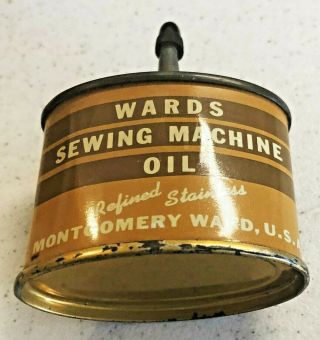VINTAGE c1940s MONTGOMERY WARD SEWING MACHINE 1 oz OIL CAN | LEAD SPOUT 3