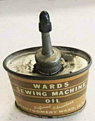 VINTAGE c1940s MONTGOMERY WARD SEWING MACHINE 1 oz OIL CAN | LEAD SPOUT 4