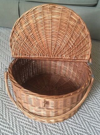 Vintage Wicker Knitting Basket W Handles - Large Size 2