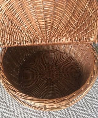 Vintage Wicker Knitting Basket W Handles - Large Size 3