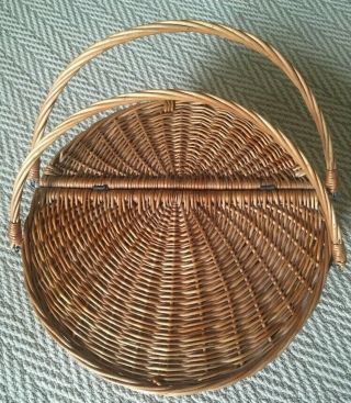 Vintage Wicker Knitting Basket W Handles - Large Size 4