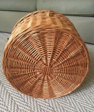 Vintage Wicker Knitting Basket W Handles - Large Size 5
