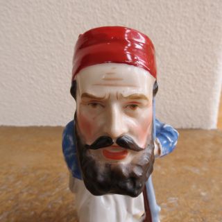 Antique / VTG Ceramic Match Holder French ? English ? Soldier red cap long rifle 2