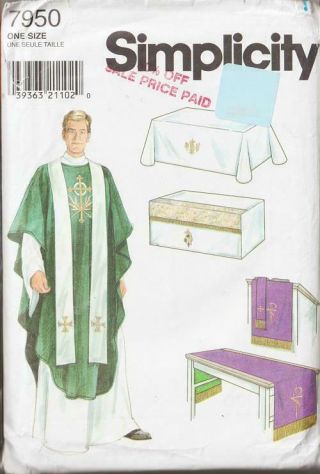 Oop Altar Cloths Priest Vestments Chasuble Simplicity Sewing Pattern 7950 Cut