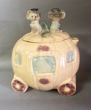 1962 Brush/mccoy Cinderella Pumpkin Cookie Jar With Dark Gray Mice
