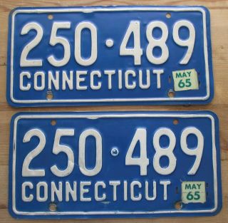 Connecticut 1965 License Plate Pair - Quality 250 - 489