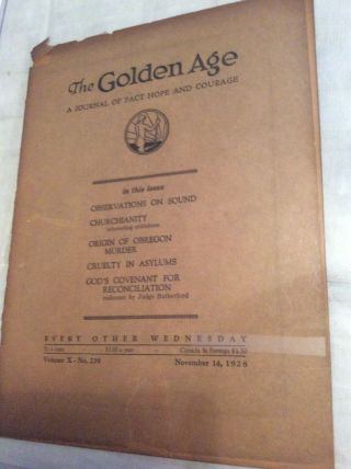 Jehovah Watchtower Golden Age 1929 Vol.  X No.  239