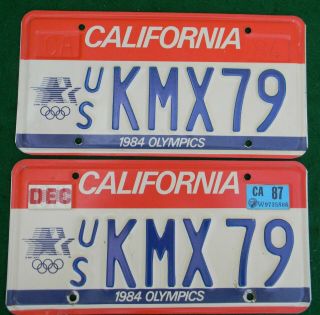 Pair 1984 California La Los Angeles Olympics License Plates Ca