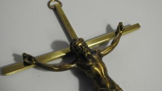 Vintage Inri Brass Metal Crucifix 9 " Wall Hanging Jesus On The Cross