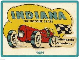 1951 Indy 500 Indiana Indianapolis Speedway Refrigerator / Tool Box Magnet