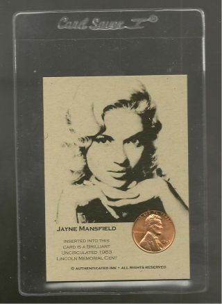 Jayne Mansfield 1963 Brilliant Uncirculative Coin Inserted Authentic Ink Card