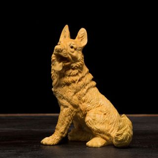 D046 - 8 4.  5 6.  5 Cm Carved Boxwood Carving Figurine - Dog Or Wolf