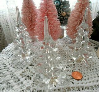 Set Of 3 Handblown Glass Christmas Trees By Two 