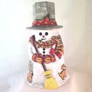 Too Good Gourment Inc Christmas Snowman 12 " Ceramic Cookie Jar Children Gifts