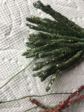 Vtg Christmas Craft Corsage Wreath Picks Stems Floral Mica Glitter 100, 4