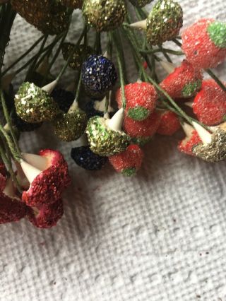 Vtg Christmas Craft Corsage Wreath Picks Stems Floral Mica Glitter 100, 5