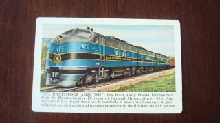 1951 Baltimore & Ohio Railroad Pocket Calendar Card