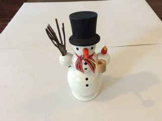 Wood Snowman Incense Burner Made In Germany Erzgebirgische Volkskunst