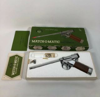 Vintage Match - O - Matic Butane Gas Match Pistol Shaped Lighter