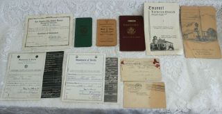 Vintage Hirleman Family Documents Dept / Health,  Passports Bank Book Etc