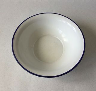 Vintage Emo Celje White Enamel Blue Trim Wash Bowl Made In Ex Yugoslavia 2