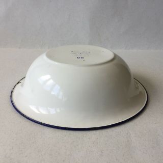 Vintage Emo Celje White Enamel Blue Trim Wash Bowl Made In Ex Yugoslavia 4