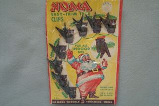 Vintage Noma Easy - Trim Metal Alligator Light Clips W/orig.  Advertising Card