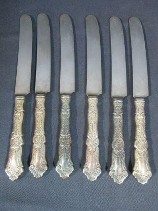 1835 R Wallace Flatware Silverplate Dinner Knives Filigree Design Vtg Set Of 6