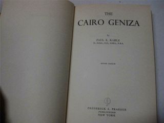 The Cairo geniza by Paul E Kahle IMPORTANT STUDY 2