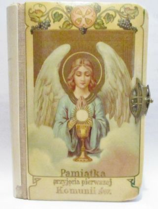 1921 Vintage Polish Child’s Catholic Prayer Book First Communion Angel