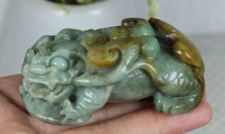 Certified Natural Green（Grade A）jade jadeite PIXIU Statue 83651H6 至尊如意貔貅 3