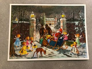 Vintage Advent Christmas Calendar Kruger West Germany - Santa In Sleigh