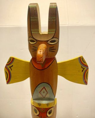 Vintage Totem Pole Souvenir Wood Carved Hand Made