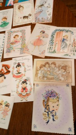 45 New&Used Vintage Cards Little Girls Ladies Dresses Animals variety 3