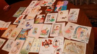 45 New&Used Vintage Cards Little Girls Ladies Dresses Animals variety 4