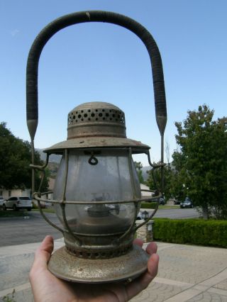 T.  L.  Moore Plated Bell Bottom Railroad Lantern With Grand Trunk Marked Globe
