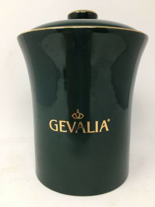 Gevalia Ceramic Coffee Canister W/ Lid•hunter Green W/ Gold Trim•nice