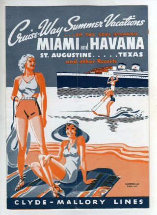1937 Clyde - Mallory Lines,  Miami - Havana - Texas Cruises,  Cabin Plans For 3 Ships