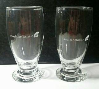 Virgin Atlantic Glasses 4.  5oz Clear Glass With Frosted Logo On One Side