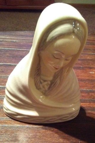 Vtg Signed Gort Bone China Madonna Blessed Virgin Mary Figurine Statue Bust Htf