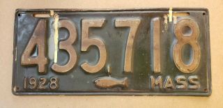 1928 Massachusetts Mass Cod Fish License Plate Single Tag 485718