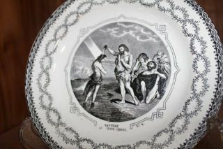 Antique Religious Wall Plate,  Baptism of Jesus,  Maastricht,  Transferware 3