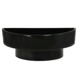 Japanese Ikebana Vase Suiban 9.  5 " L Half - Moon Shape/black Ceramic/made In Japan