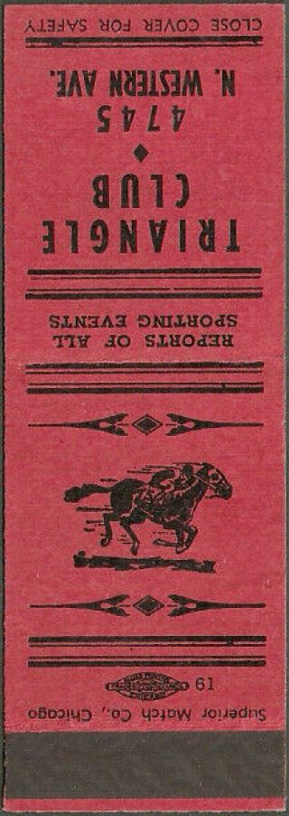 Sports Results Very Old Triangle Club Matchbook Cover Chicago,  Il Illinois