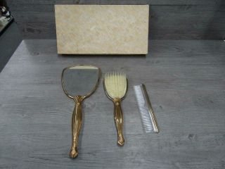 Vintage Style Comb Brush Mirror Vanity Combo Set