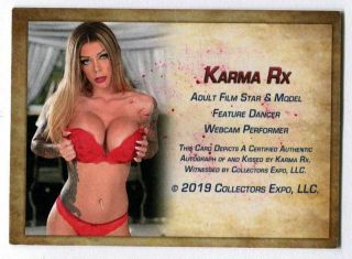 Karma RX Autograph Kiss Print card adult film star 2019 Collectors Expo 2