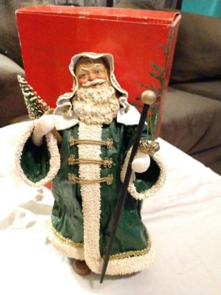 Possible Dreams Clothtiques 1988 Santa Claus Saint Nick Toy Sack Sleigh Bell Vtg